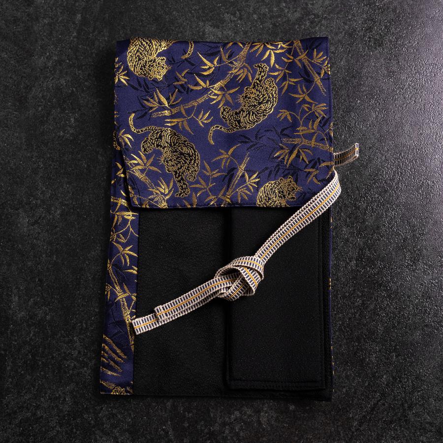 Musashi Japanische Küchenmesser Rolle Blau-Goldener Tiger 1 Tasche Handgefertigt - Image 3