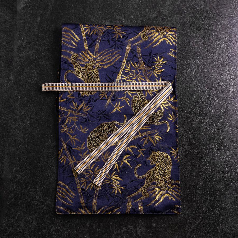 Musashi Japanische Küchenmesser Rolle Blau-Goldener Tiger 1 Tasche Handgefertigt - Image 4