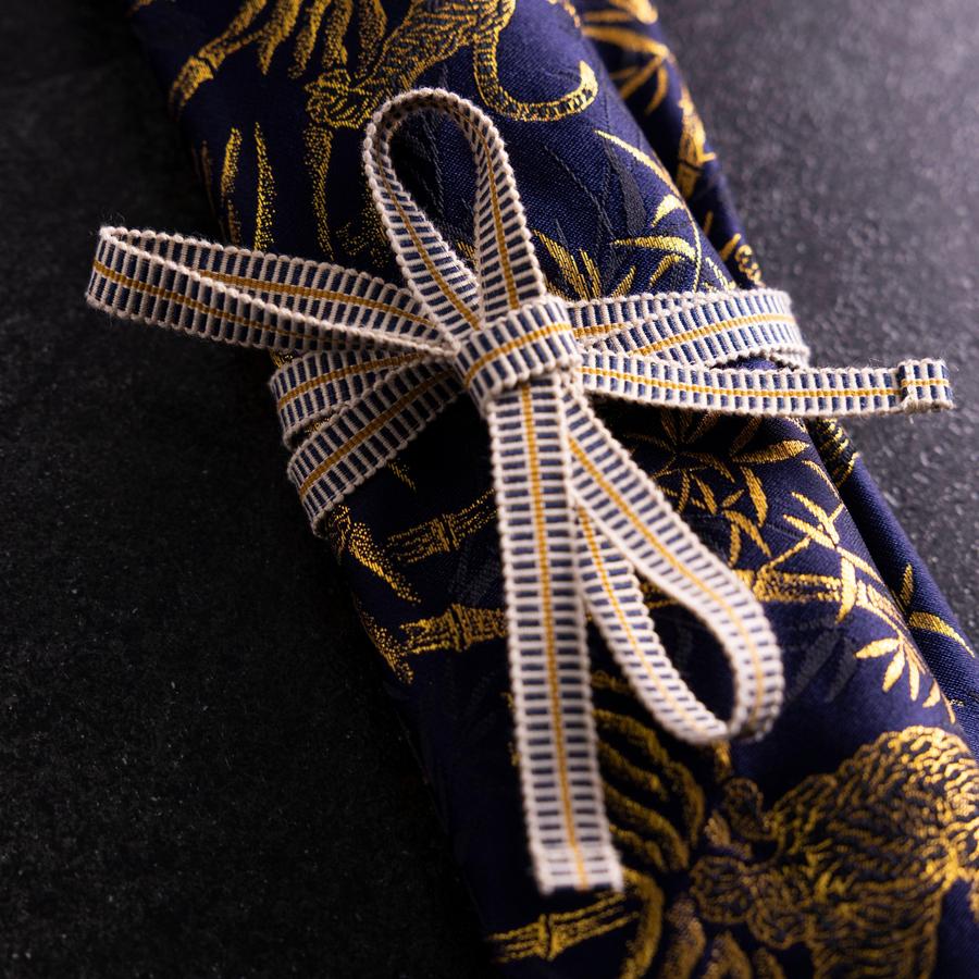 Musashi Japanische Küchenmesser Rolle Blau-Goldener Tiger 4 Taschen Handgefertigt - Image 4