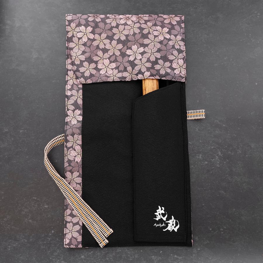 Musashi Japanese Style Kitchen Knife Roll Purple Sakura 1 Pocket Handmade - Image 4