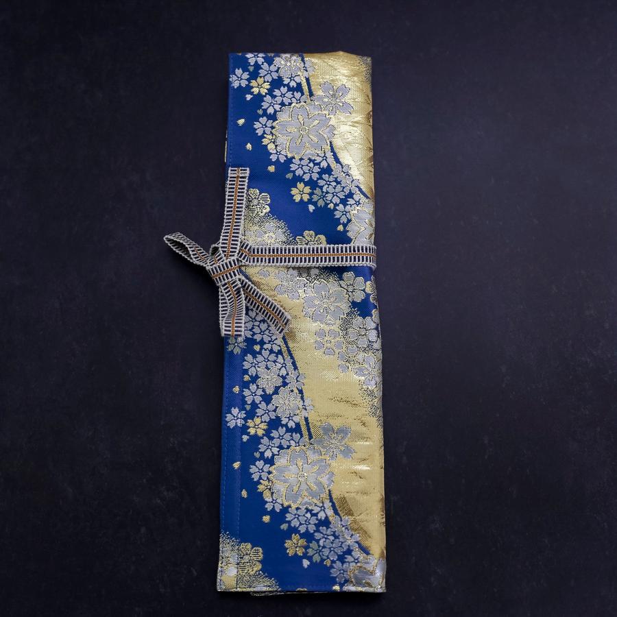 Musashi Japanische Küchenmesser Rolle Blau-Gold Sakura Fluss 1 Tasche Handgefertigt