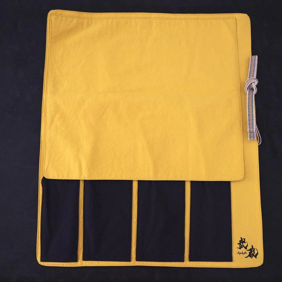 Musashi Japanische Küchenmesser Rolle Schwarz Blumen 4 Taschen Handgefertigt - Image 3