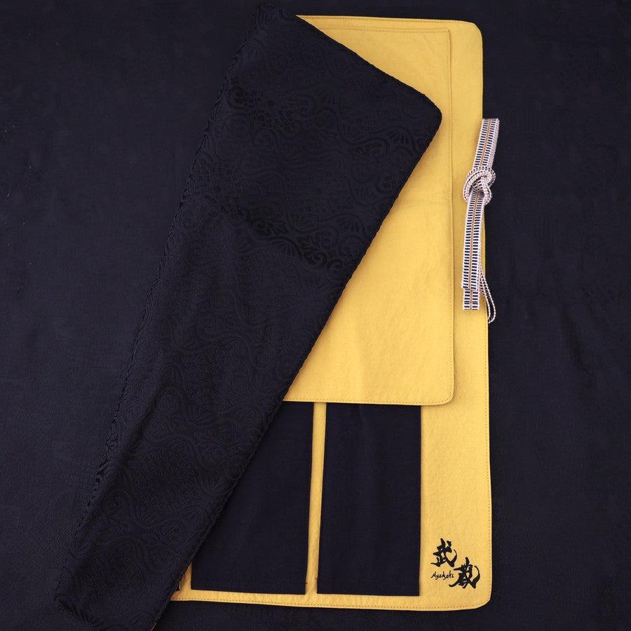 Musashi Japanische Küchenmesser Rolle Schwarz Blumen 4 Taschen Handgefertigt - Image 4