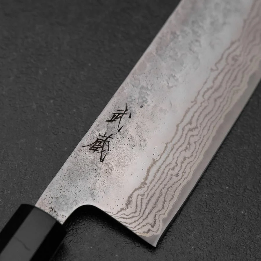 Nakiri 440C Nashiji Damast Büffelhorn und Bubinga Griff 165mm - Image 3