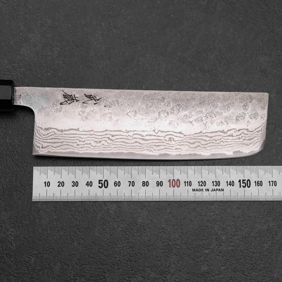 Nakiri 440C Nashiji Damast Büffelhorn und Bubinga Griff 165mm - Image 7