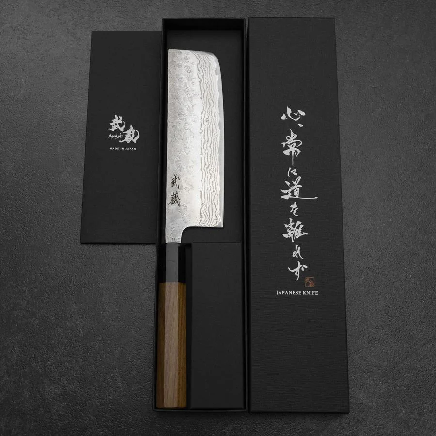 Nakiri 440C Nashiji Damast Büffelhorn und Bubinga Griff 165mm - Image 8