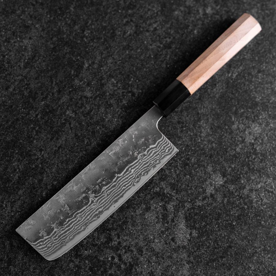Nakiri 440C Nashiji Damast Büffelhorn und Walnussholz Griff 165mm - Image 2