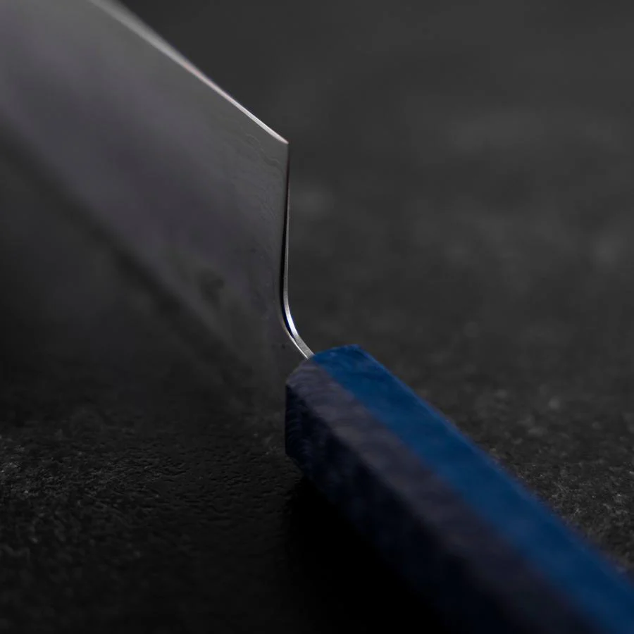 Nakiri Silver Steel #3 Nashiji Kagami Damast Blauer Urushi Griff 165mm - Image 4