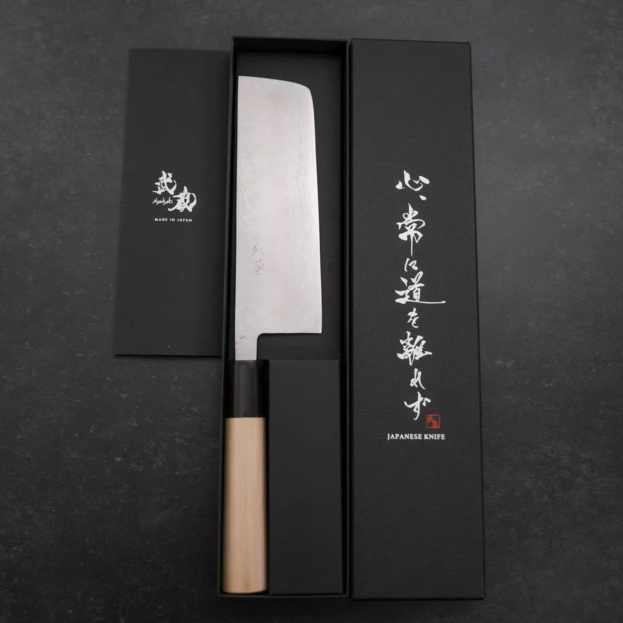 Nakiri Aogami-Super Damast Büffelhorn und Magnolienholz Griff 165mm - Image 8