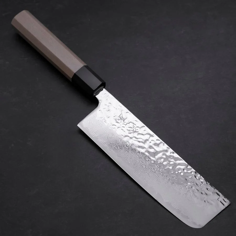 Nakiri AUS-10 Kagami Tsuchime Damast Büffelhorn und Magnolienholz Griff 165mm