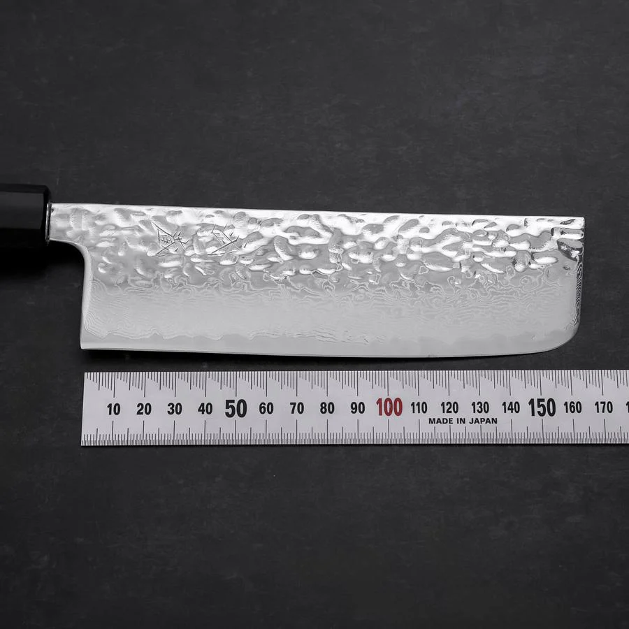 Nakiri AUS-10 Kagami Tsuchime Damast Büffelhorn und Magnolienholz Griff 165mm - Image 7