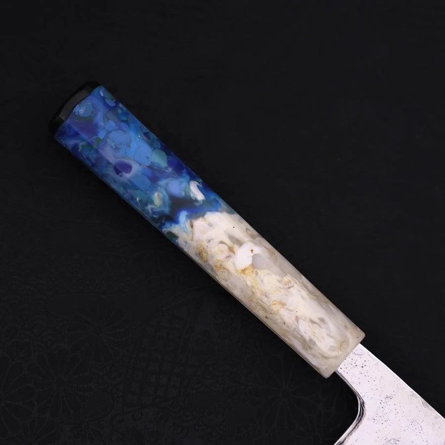 Nakiri AUS-10 Nashiji Damast Weiß-Blauer Ozeanplastik Griff 165mm - Image 6