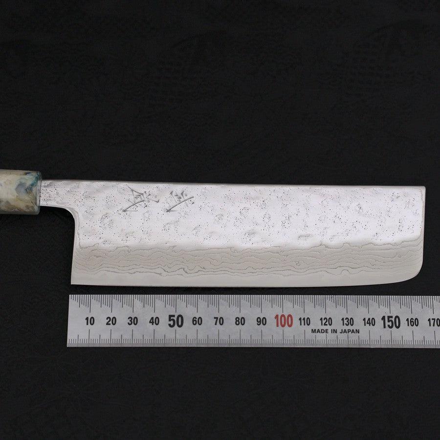 Nakiri AUS-10 Nashiji Damast Weißer-Mix Ozeanplastik Griff 165mm - Image 7