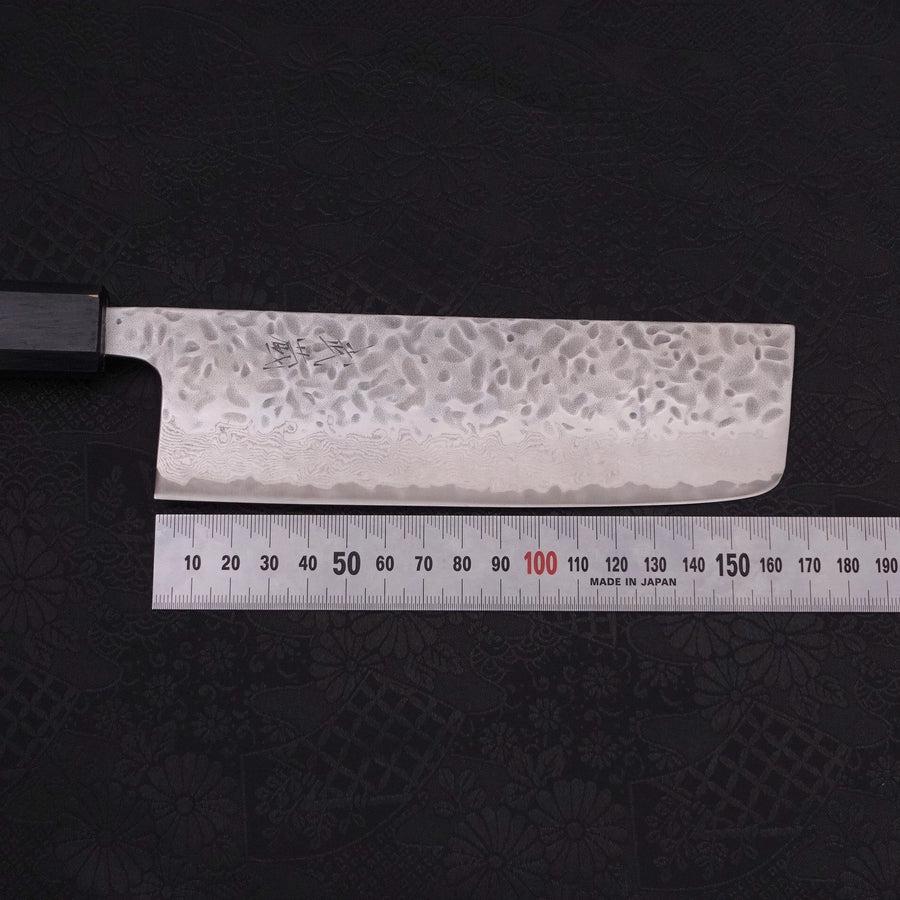 Nakiri AUS-10 Tsuchime Damast Dunkelblau Urushi Griff 165mm - Image 7