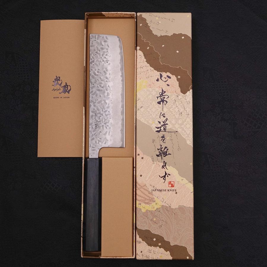 Nakiri AUS-10 Tsuchime Damast Dunkelblau Urushi Griff 165mm - Image 8