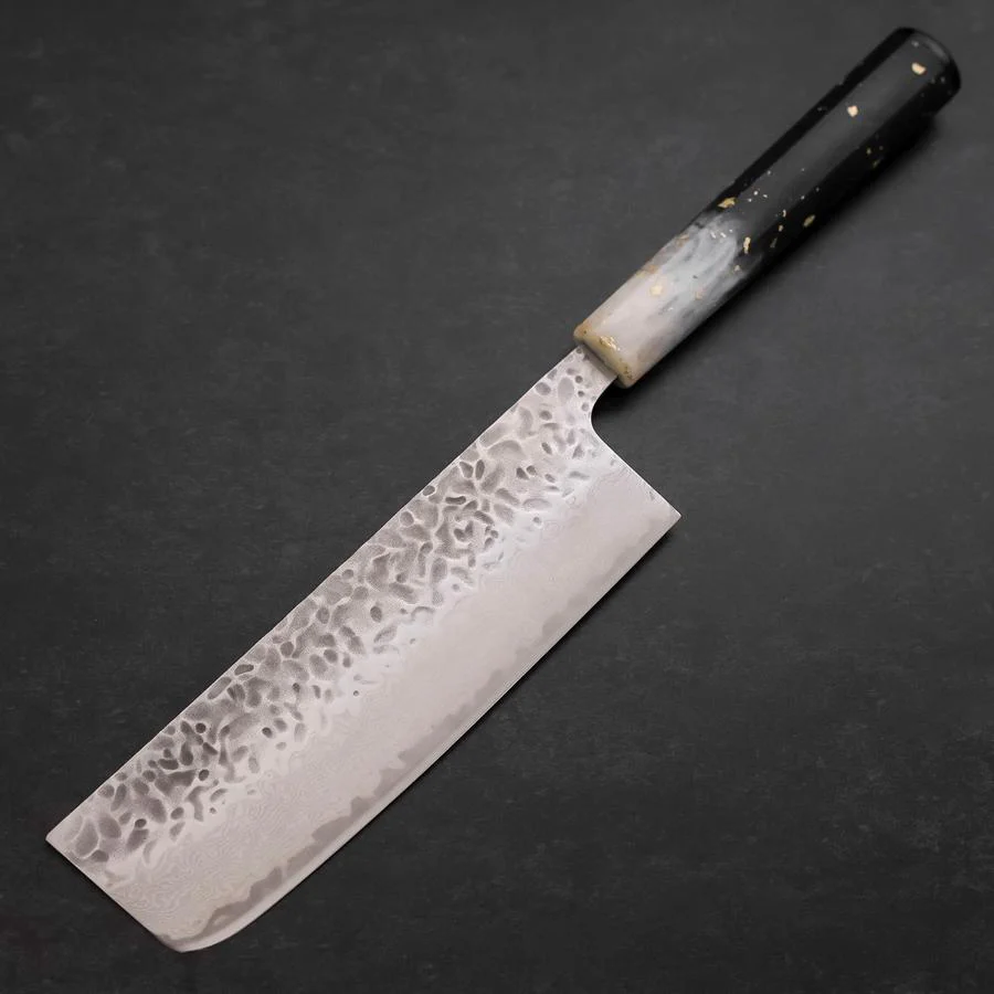 Nakiri AUS-10 Tsuchime Damast Weiß-Schwarzer Ozeanplastik Griff mit Blattgold 165mm - Image 2