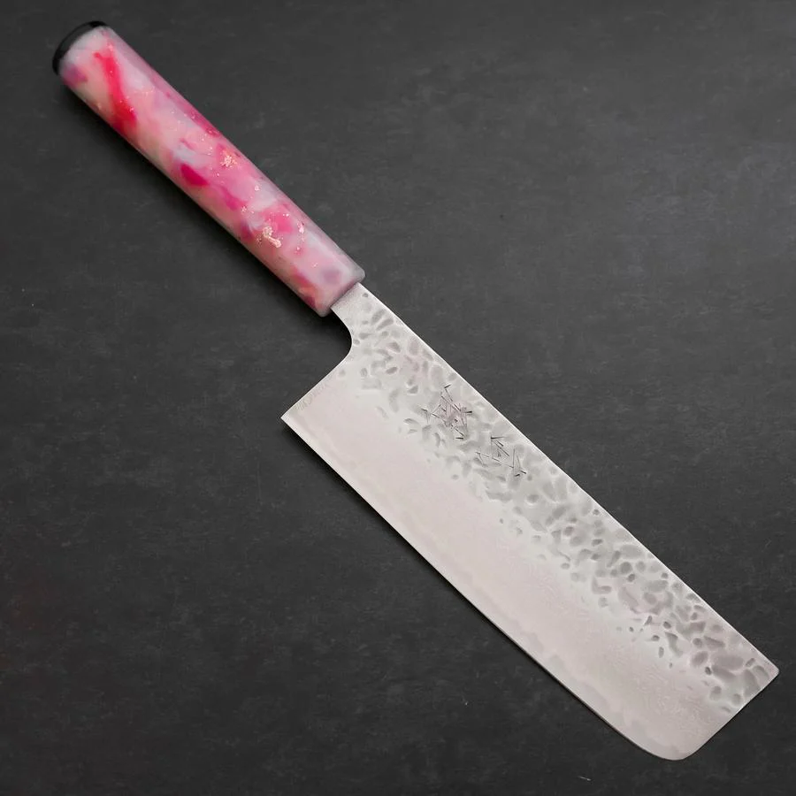 Nakiri AUS-10 Tsuchime Damast Sakura Rosa Ozeanplastik Griff mit Blattgold 165mm