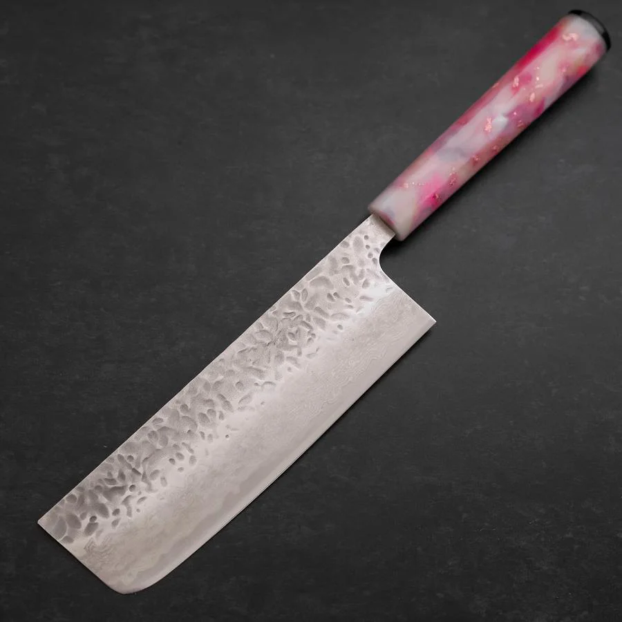 Nakiri AUS-10 Tsuchime Damast Sakura Rosa Ozeanplastik Griff mit Blattgold 165mm - Image 2