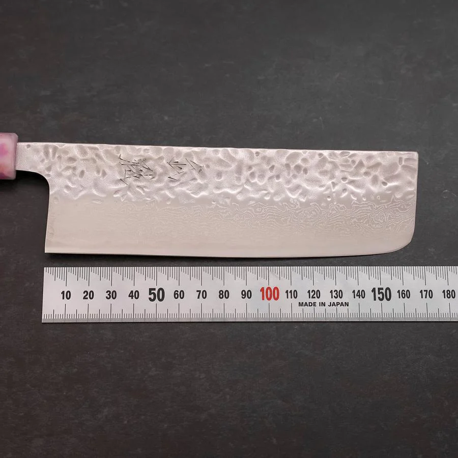 Nakiri AUS-10 Tsuchime Damast Sakura Rosa Ozeanplastik Griff mit Blattgold 165mm - Image 7