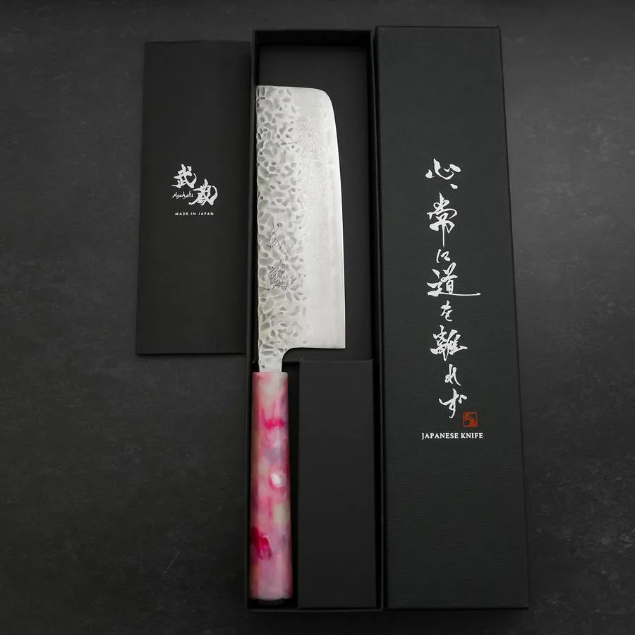 Nakiri AUS-10 Tsuchime Damast Sakura Ozeanplastik Griff 165mm - Image 8