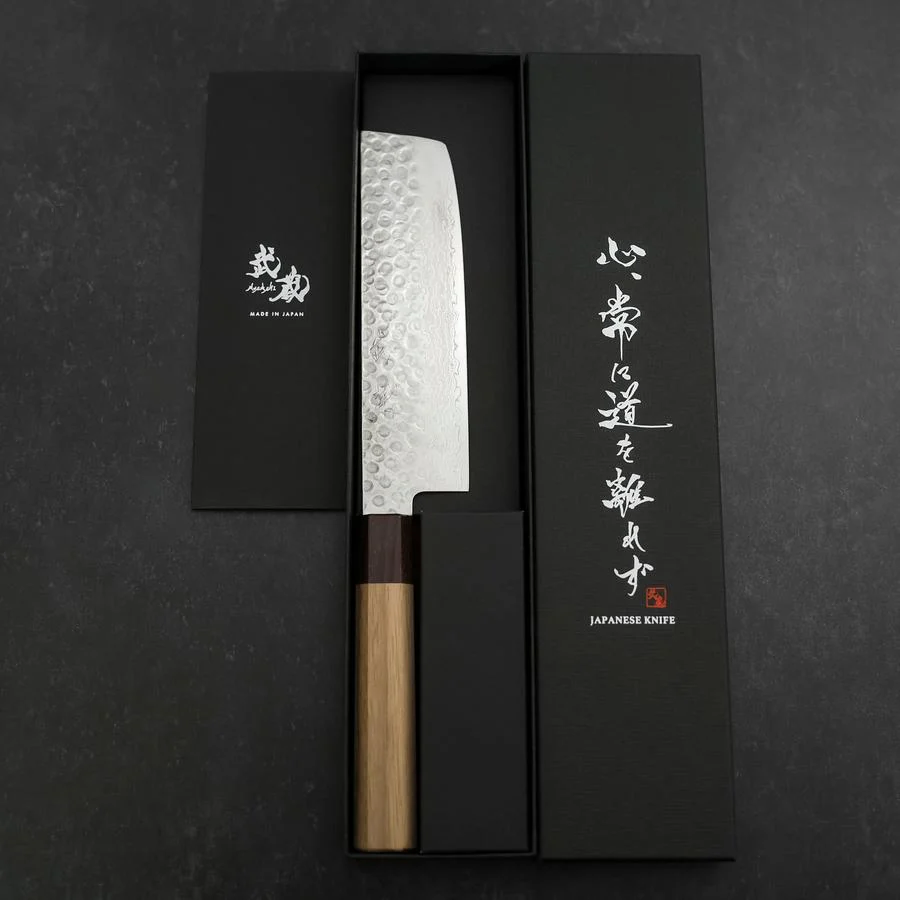 Nakiri AUS-10 Tsuchime Damast Rosenholz und Walnussholz Griff 165mm - Image 8