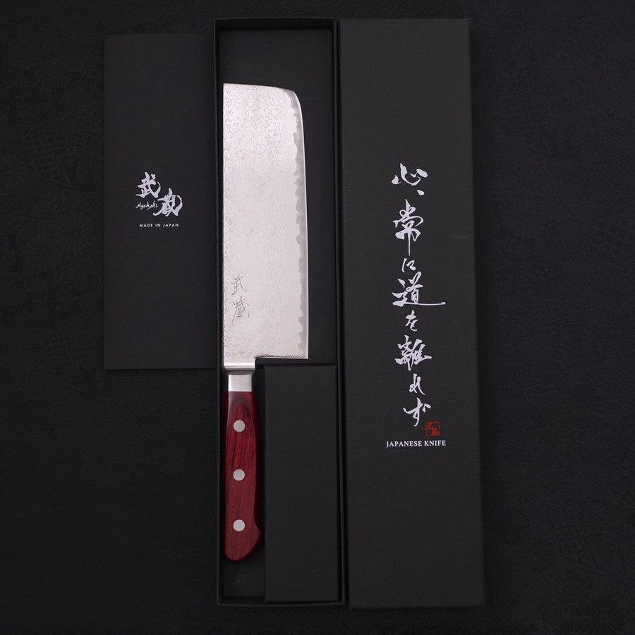 Nakiri AUS-10 Wellen-Nickel Damast Roter Westlicher Griff 165mm - Image 8