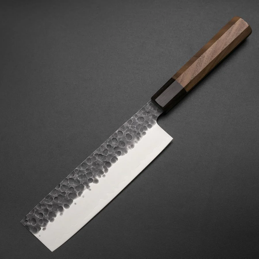 Nakiri AUS-8 Kurouchi Tsuchime Walnuss- und Rosenholz Griff 170mm - Image 2