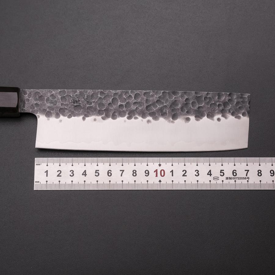 Nakiri AUS-8 Kurouchi Tsuchime Walnuss- und Rosenholz Griff 170mm - Image 7