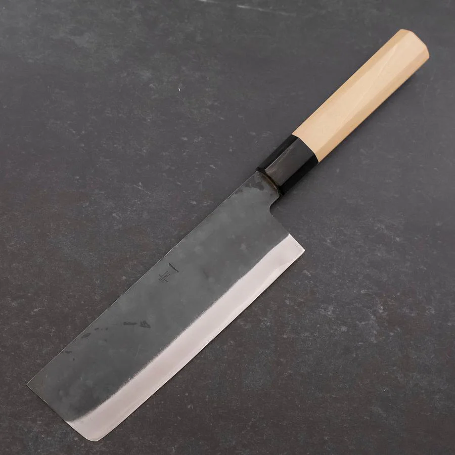 Nakiri Blue Steel #1 Edelstahlummantelung Kurouchi Büffelhorn und Magnolienholz Griff 165mm - Image 2