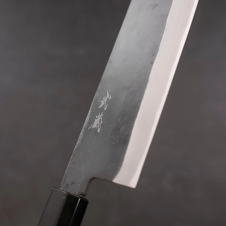 Nakiri Blue Steel #1 Edelstahlummantelung Kurouchi Büffelhorn und Magnolienholz Griff 165mm - Image 3