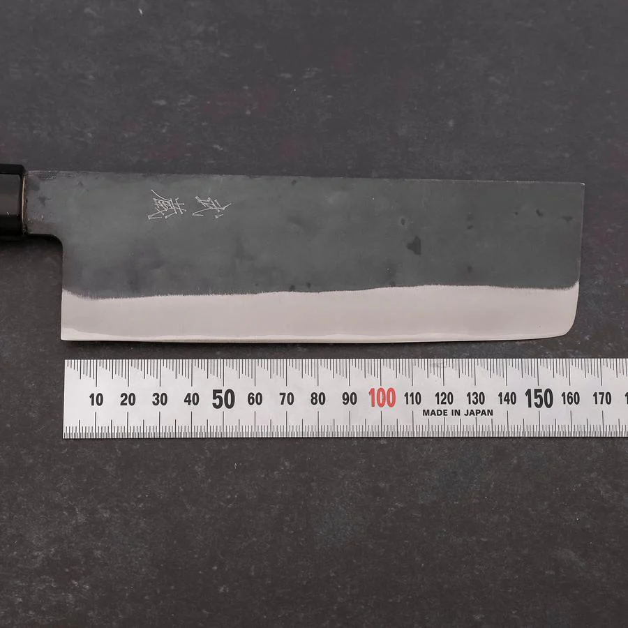 Nakiri Blue Steel #1 Edelstahlummantelung Kurouchi Büffelhorn und Magnolienholz Griff 165mm - Image 7