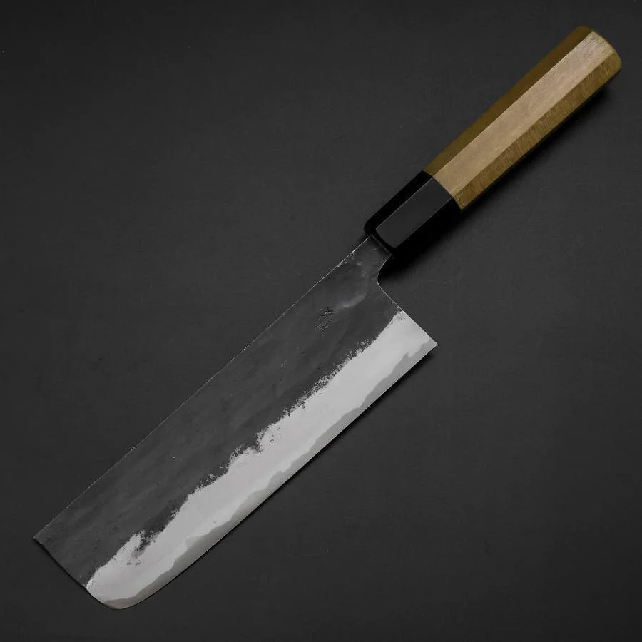 Nakiri Blue Steel #1 Kurouchi Büffelhorn und Magnolienholz Griff 165mm - Image 2