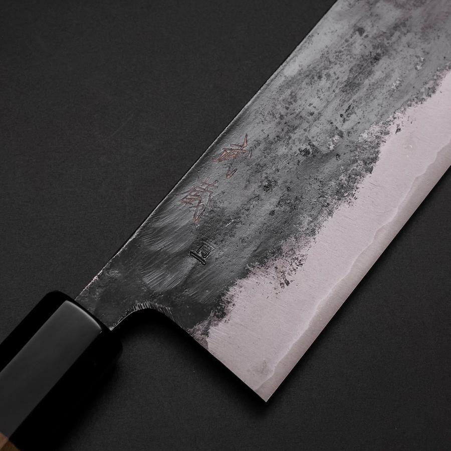 Nakiri Blue Steel #1 Kurouchi Büffelhorn und Magnolienholz Griff 165mm - Image 3