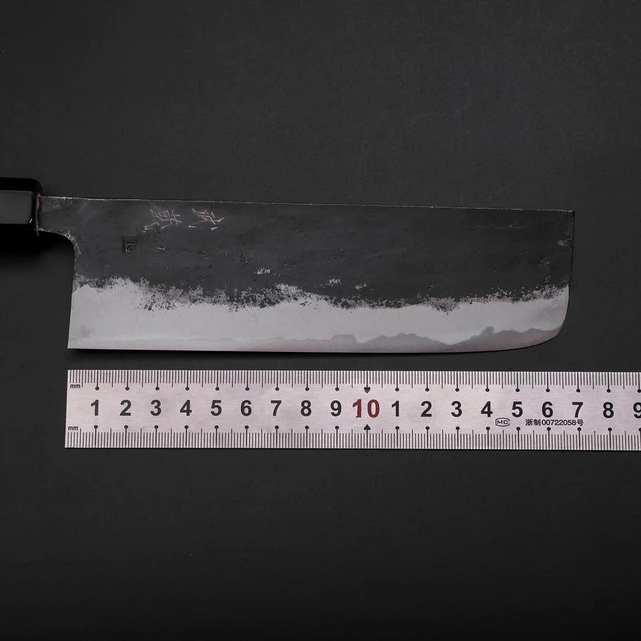 Nakiri Blue Steel #1 Kurouchi Büffelhorn und Magnolienholz Griff 165mm - Image 7