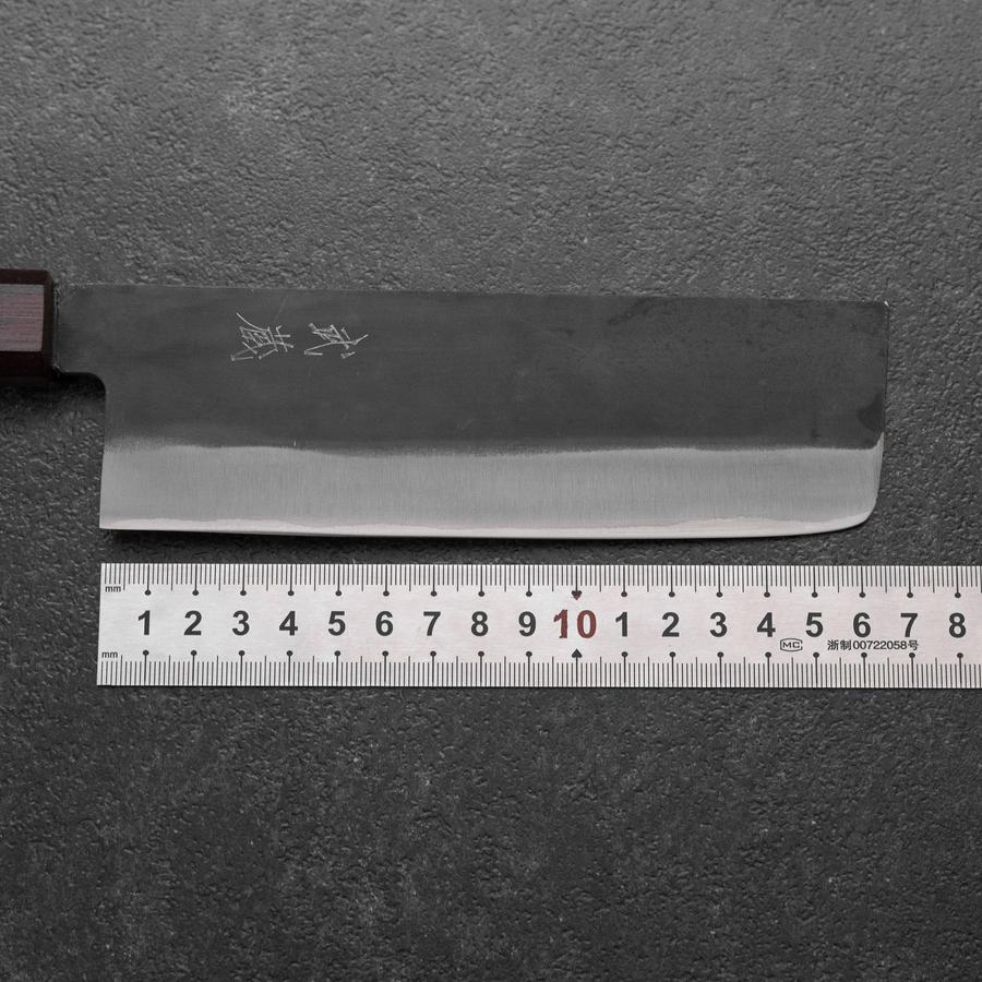 Nakiri Blue Steel #1 Edelstahlummantelung Kurouchi Lila Urushi Griff 165mm - Image 7