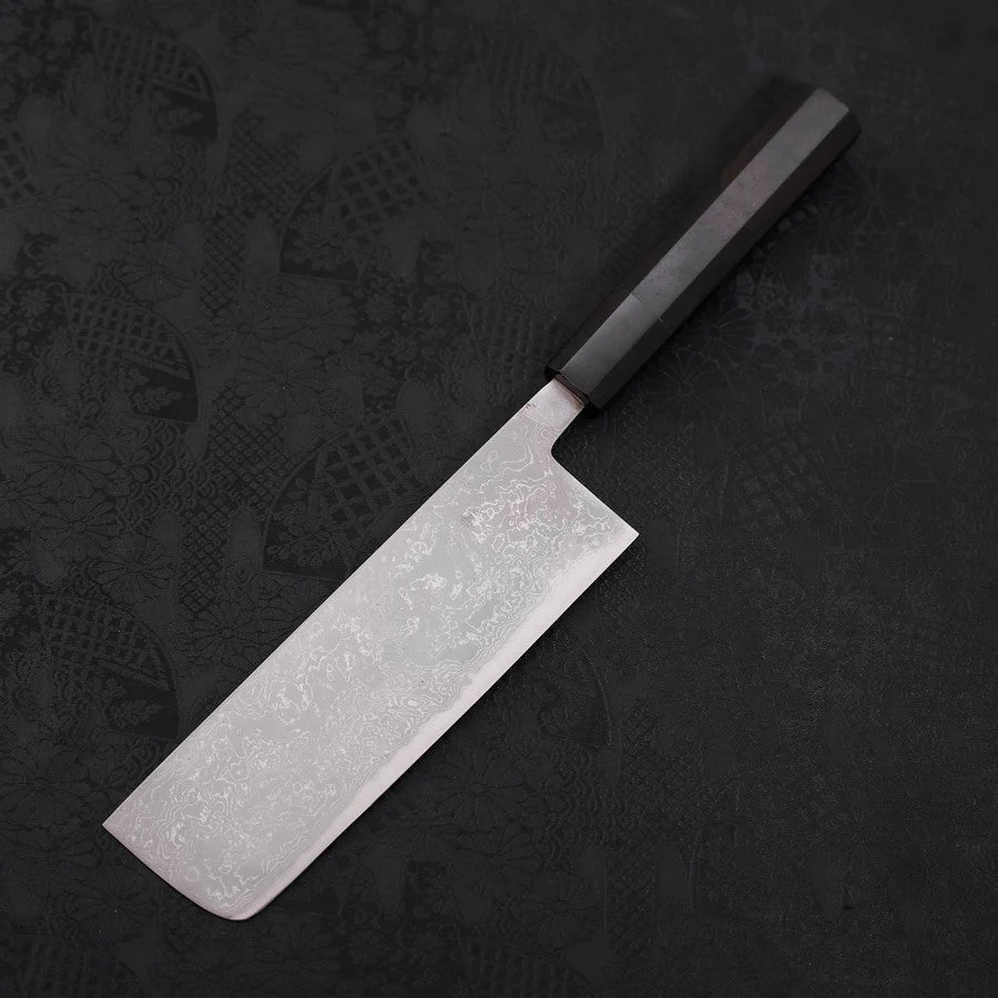Nakiri Blue Steel #2 Damast Büffelhorn und Ebenholz Griff 165mm - Image 2