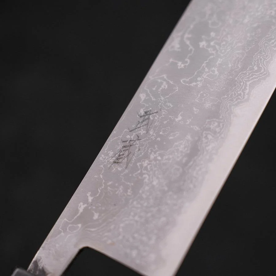 Nakiri Blue Steel #2 Damast Büffelhorn und Ebenholz Griff 165mm - Image 3