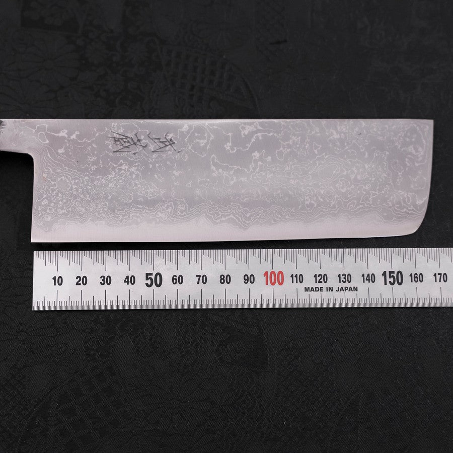 Nakiri Blue Steel #2 Damast Büffelhorn und Ebenholz Griff 165mm - Image 7