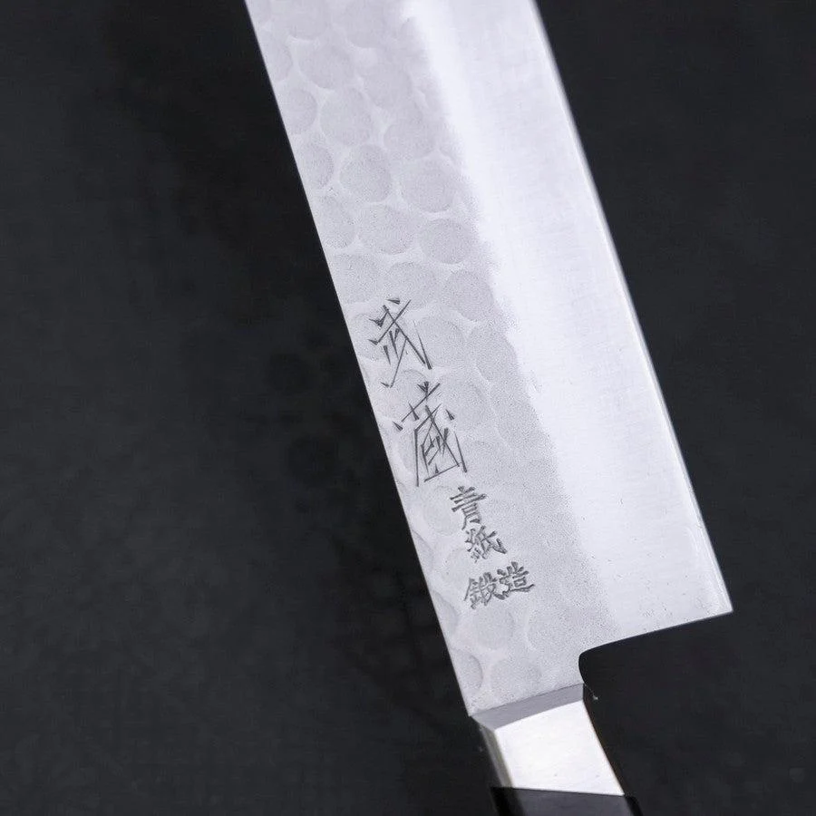 Nakiri Blue Steel #2 Edelstahlummantelung Tsuchime Westlicher Griff 165mm - Image 3