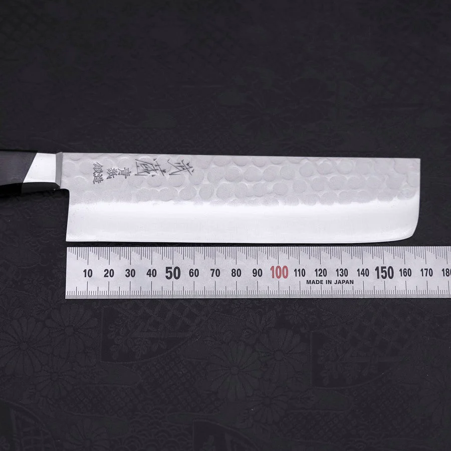 Nakiri Blue Steel #2 Edelstahlummantelung Tsuchime Westlicher Griff 165mm - Image 7