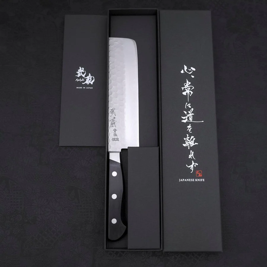 Nakiri Blue Steel #2 Edelstahlummantelung Tsuchime Westlicher Griff 165mm - Image 8