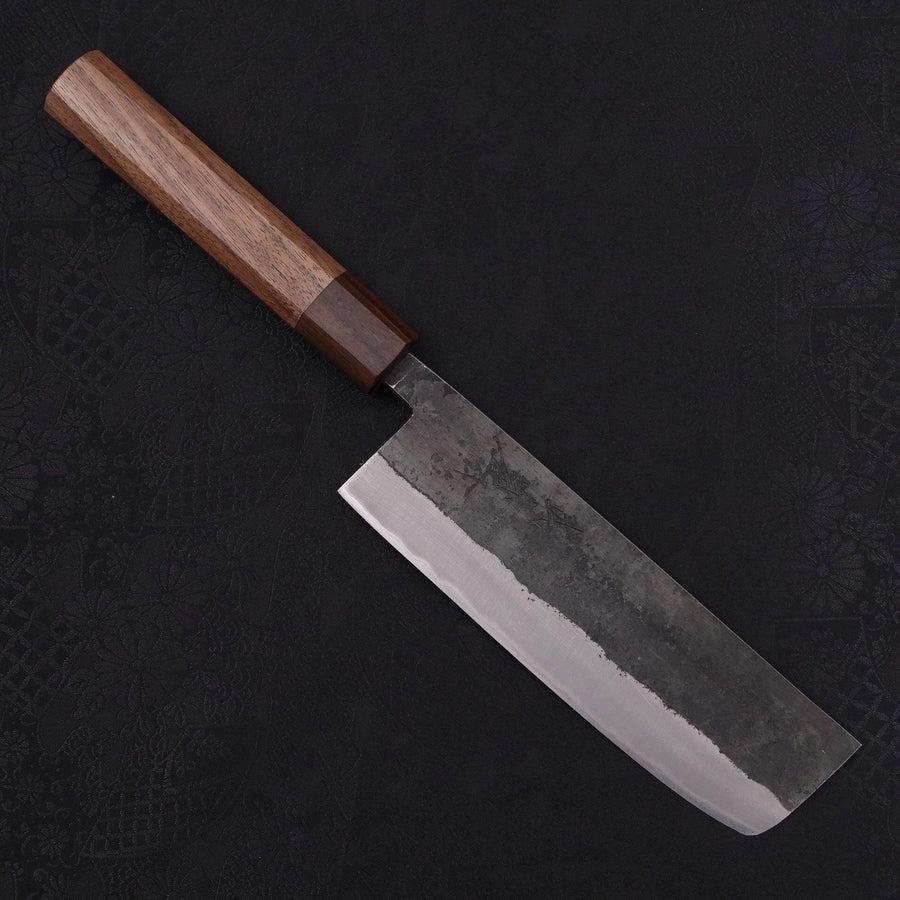 Nakiri Blue Steel #2 Edelstahlummantelung Kurouchi Rosen- und Walnussholz Griff 165mm