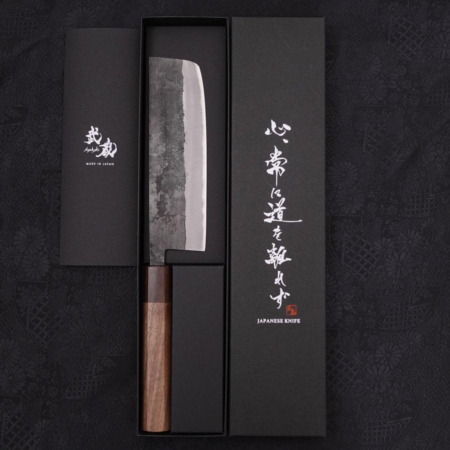 Nakiri Blue Steel #2 Edelstahlummantelung Kurouchi Rosen- und Walnussholz Griff 165mm - Image 8