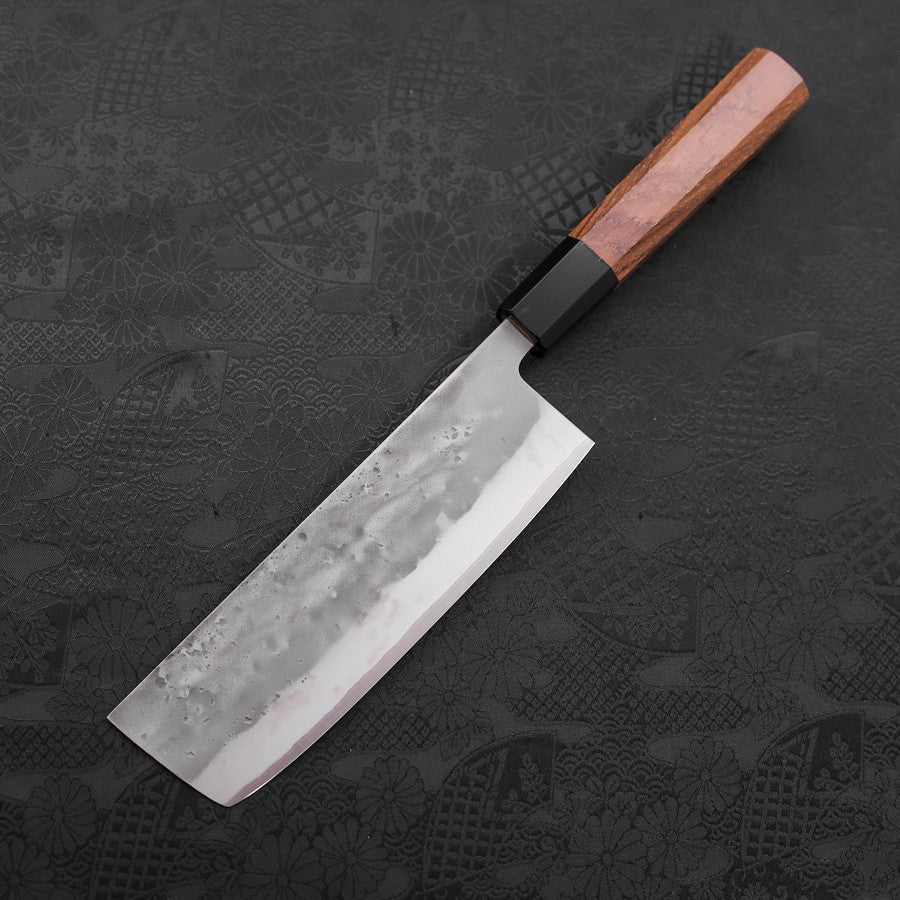 Nakiri Blue Steel #2 Edelstahlummantelung Nashiji Büffelhorn und Teakholz Griff 165mm - Image 2