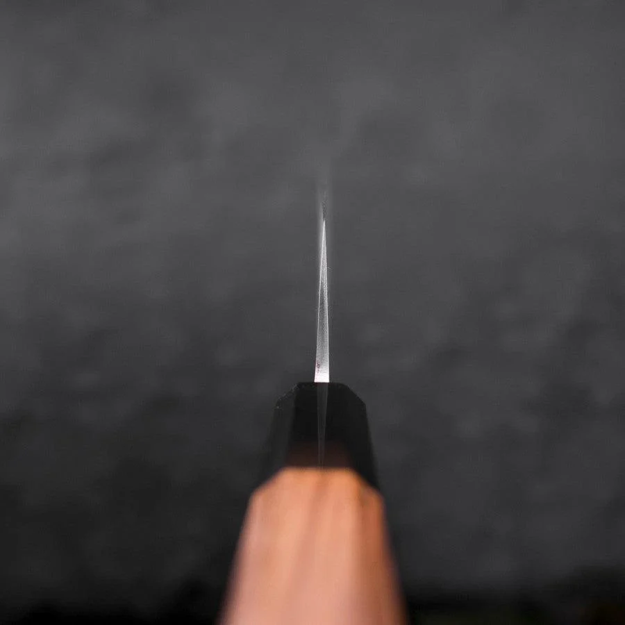 Nakiri Blue Steel #2 Edelstahlummantelung Nashiji Büffelhorn und Teakholz Griff 165mm - Image 4