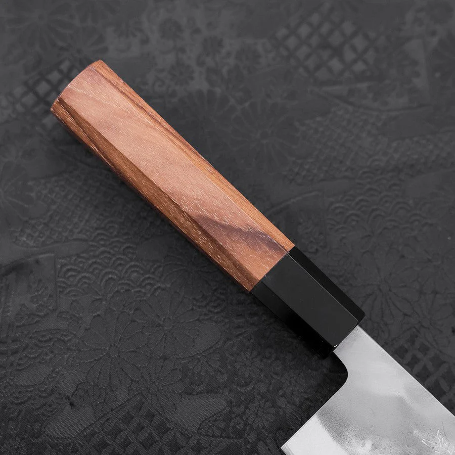 Nakiri Blue Steel #2 Edelstahlummantelung Nashiji Büffelhorn und Teakholz Griff 165mm - Image 6
