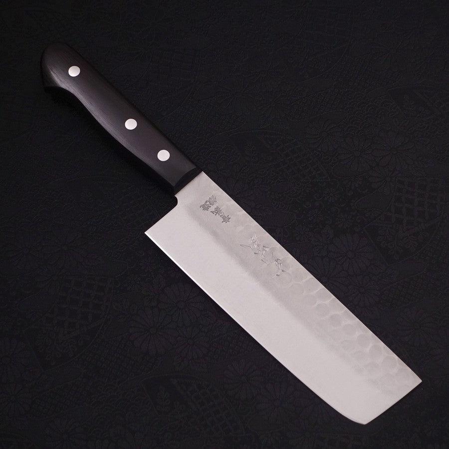 Nakiri Blue Steel #2 Edelstahlummantelung Tsuchime Westlicher Griff 165mm