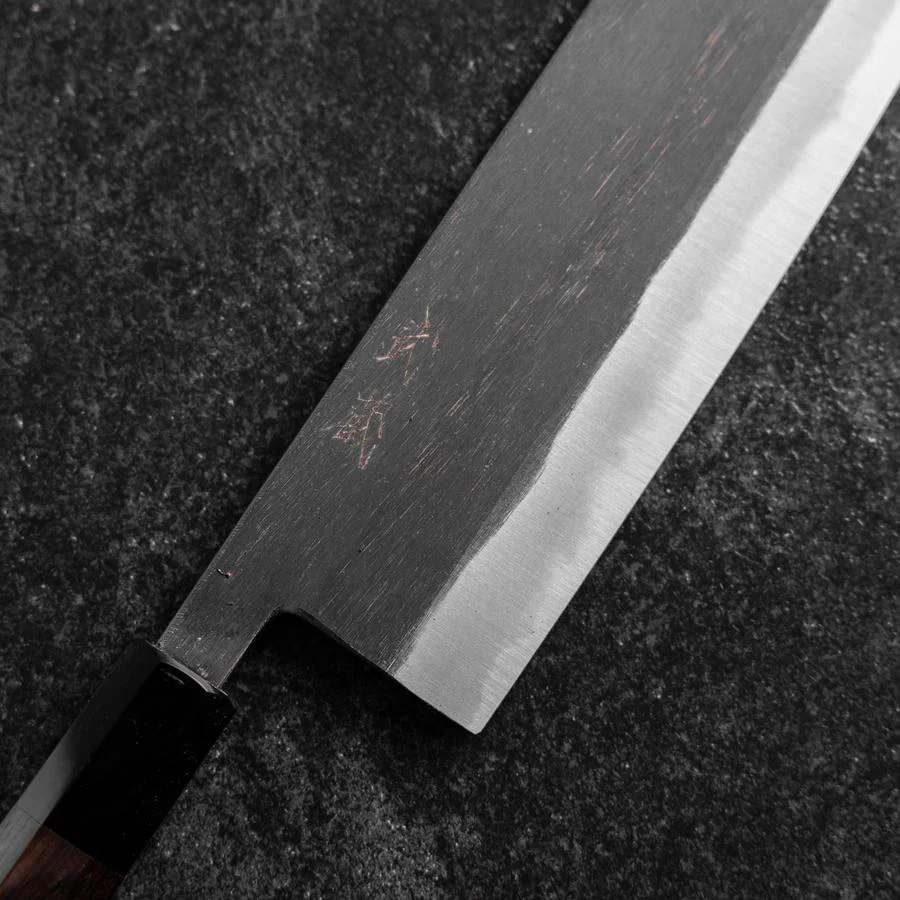 Nakiri Blue Steel #2 Kurouchi Büffelhorn und Ebenholz Griff 165mm - Image 3