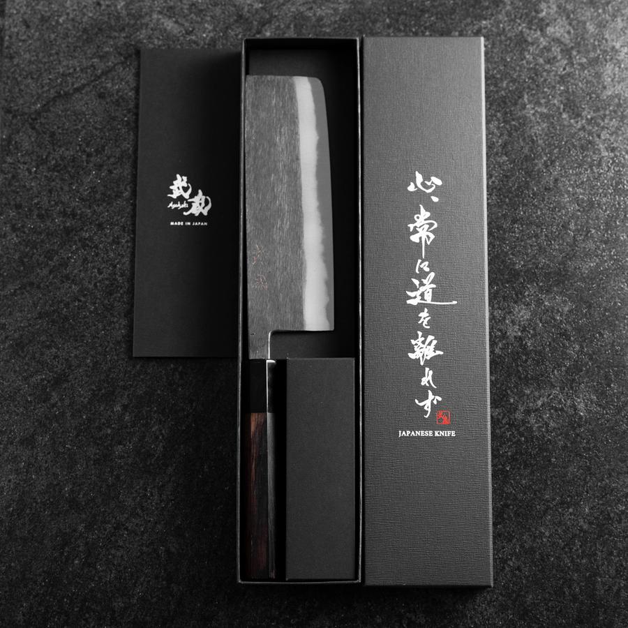 Nakiri Blue Steel #2 Kurouchi Büffelhorn und Ebenholz Griff 165mm - Image 8
