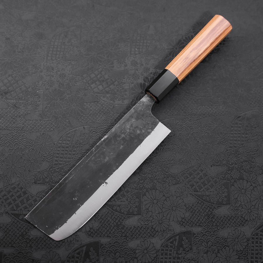 Nakiri Blue Steel #2 Kurouchi Büffelhorn und Teakholz Griff 165mm - Image 2